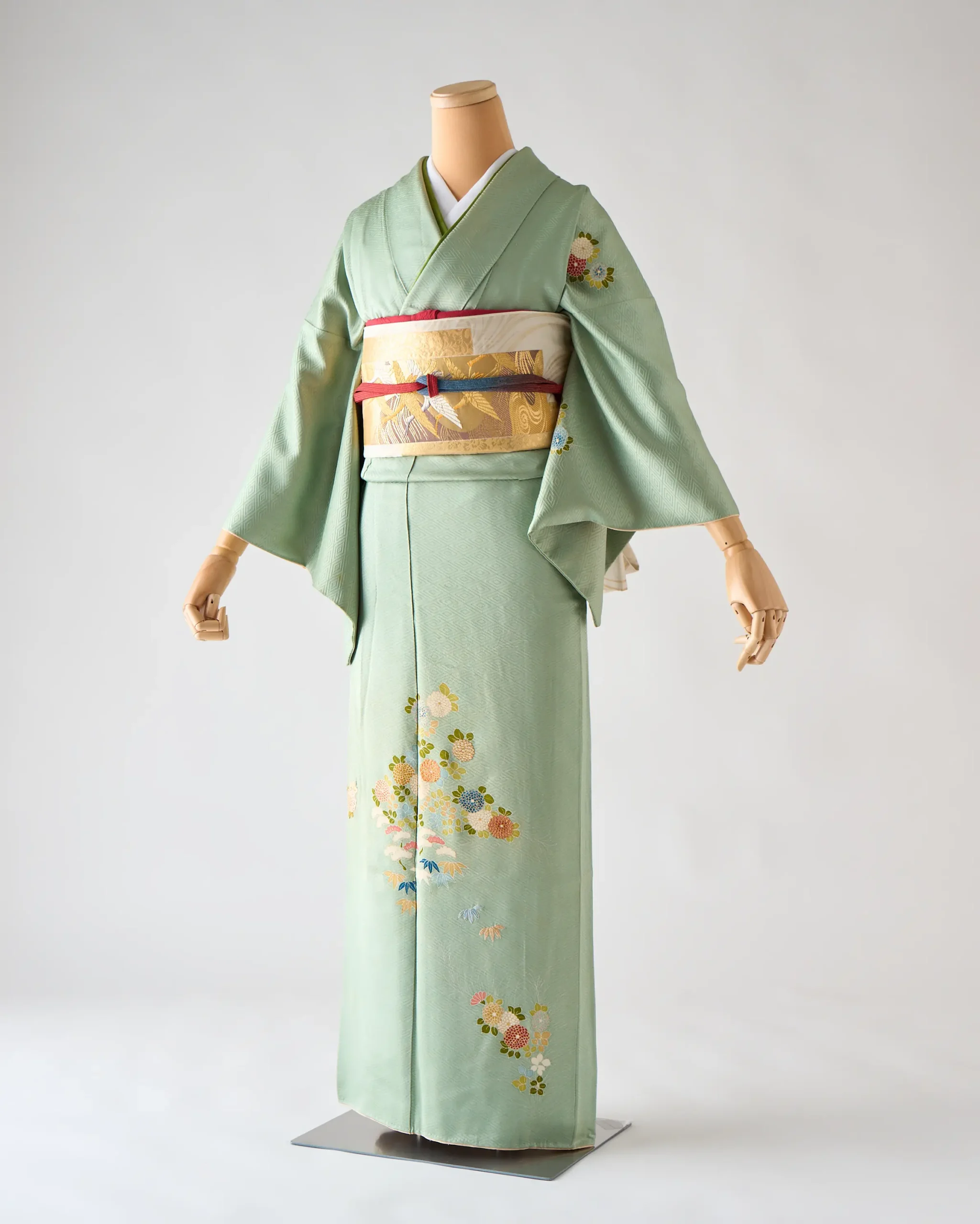 若竹色の訪問着レンタル｜七五三のお母様向け上品な花柄の着物｜家族の風景フォトスタジオ吉祥寺